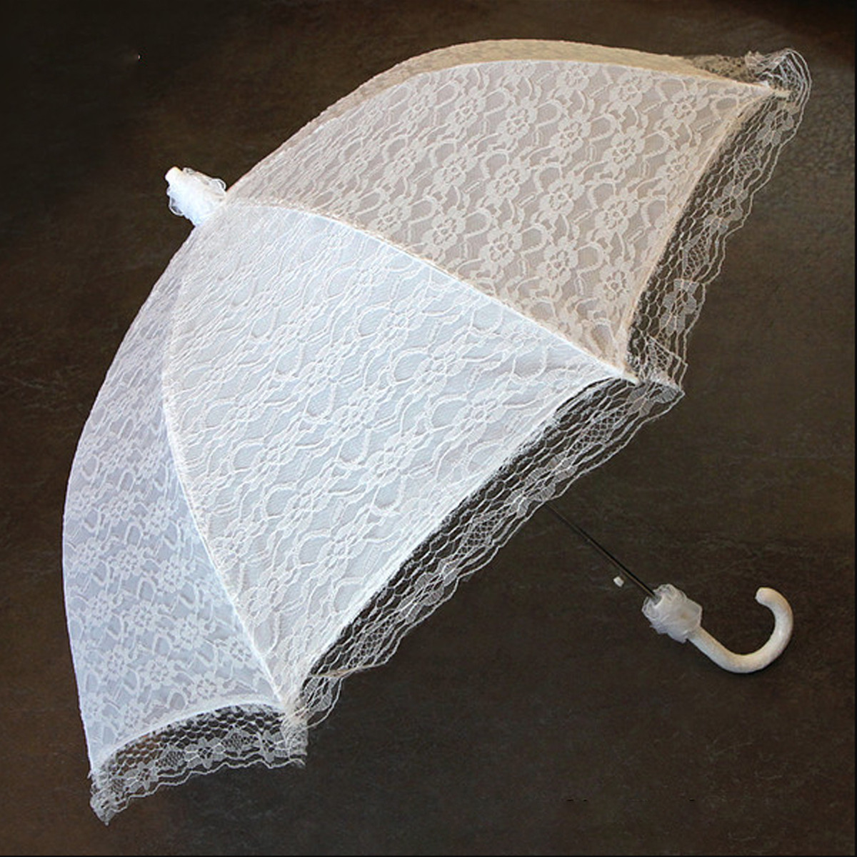Зонт трость купол кружевной белый, фото 1