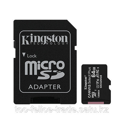 Карта памяти Kingston SDCS2/64GB Class 10 64GB, с адаптером