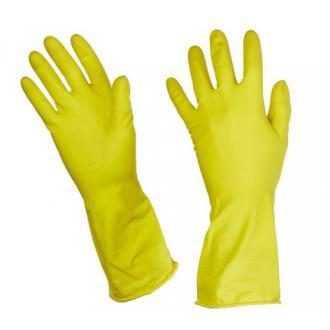 Перчатки латексные с хлопковым напылением, желтый, размер: L, Luscan