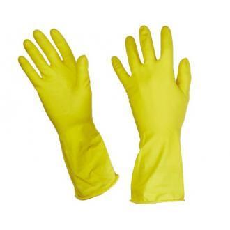 Перчатки латексные с хлопковым напылением, желтый, размер: S, Luscan