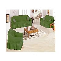 Чехлы для двух диванов и одного кресла «УЮТ» темно-зелёный