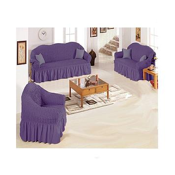 Чехлы для двух диванов и одного кресла «УЮТ» фиолетовый