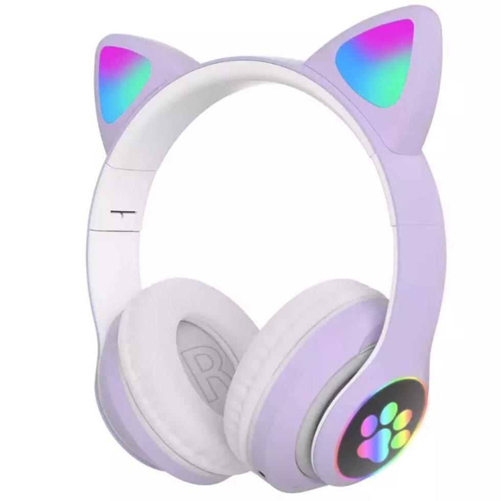 Наушники беспроводные со светящимися ушками Cat Ear P33M фиолетовый - фото 1 - id-p110147092