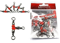 Вертлюг тройной Namazu TRIPPLE SWIVEL, латунь, цв. BN, р. 3 х 5, test-32 кгN-FT-TS3