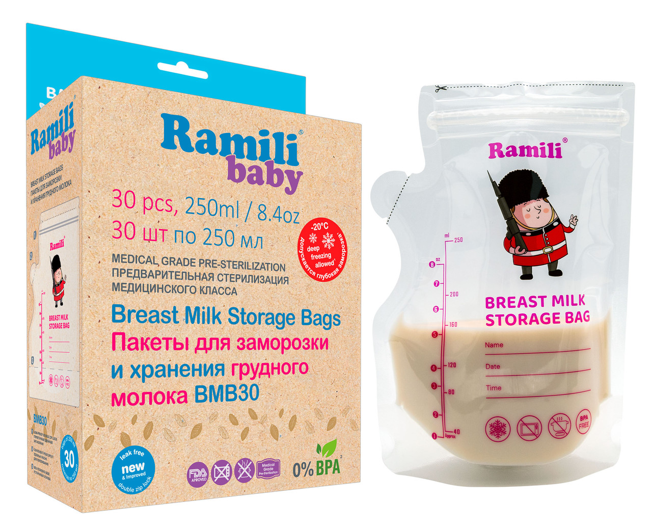Пакеты для хранения грудного молока 30 шт (Ramili baby, Великобритания) - фото 1 - id-p110150766