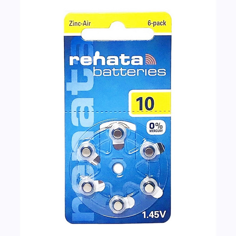 Батарейка цинковая Renata, ZA10 (PR70)-6BL, для слуховых аппаратов, 1.45В, блистер, цена за 1 шт.