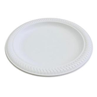 Тарелка d-180 мм, кукурузный крахмал, 50шт, белый, Комус Стандарт