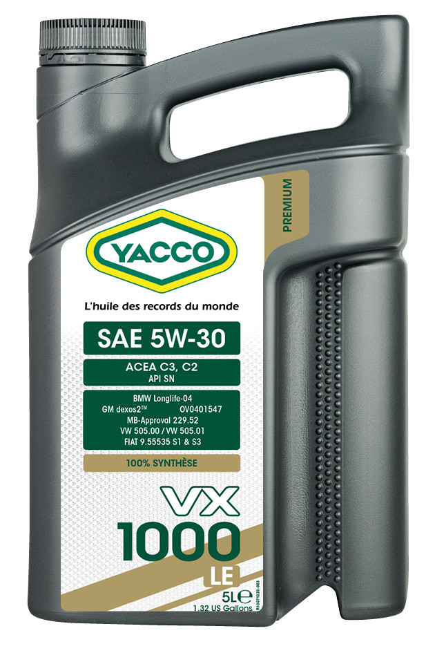Моторное масло Yacco VX Premium Synthetic  VX 1000 LE  5W30  5л, фото 1
