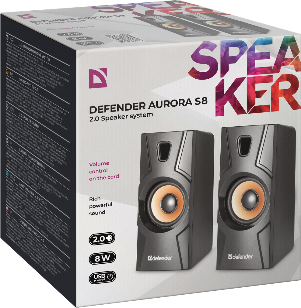 Акустическая 2.0 система Defender Aurora S8 черный 65408 - фото 1 - id-p110157974