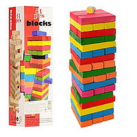 Настольная игра "Дженга" 54 цветные деревянные детали с кубиком