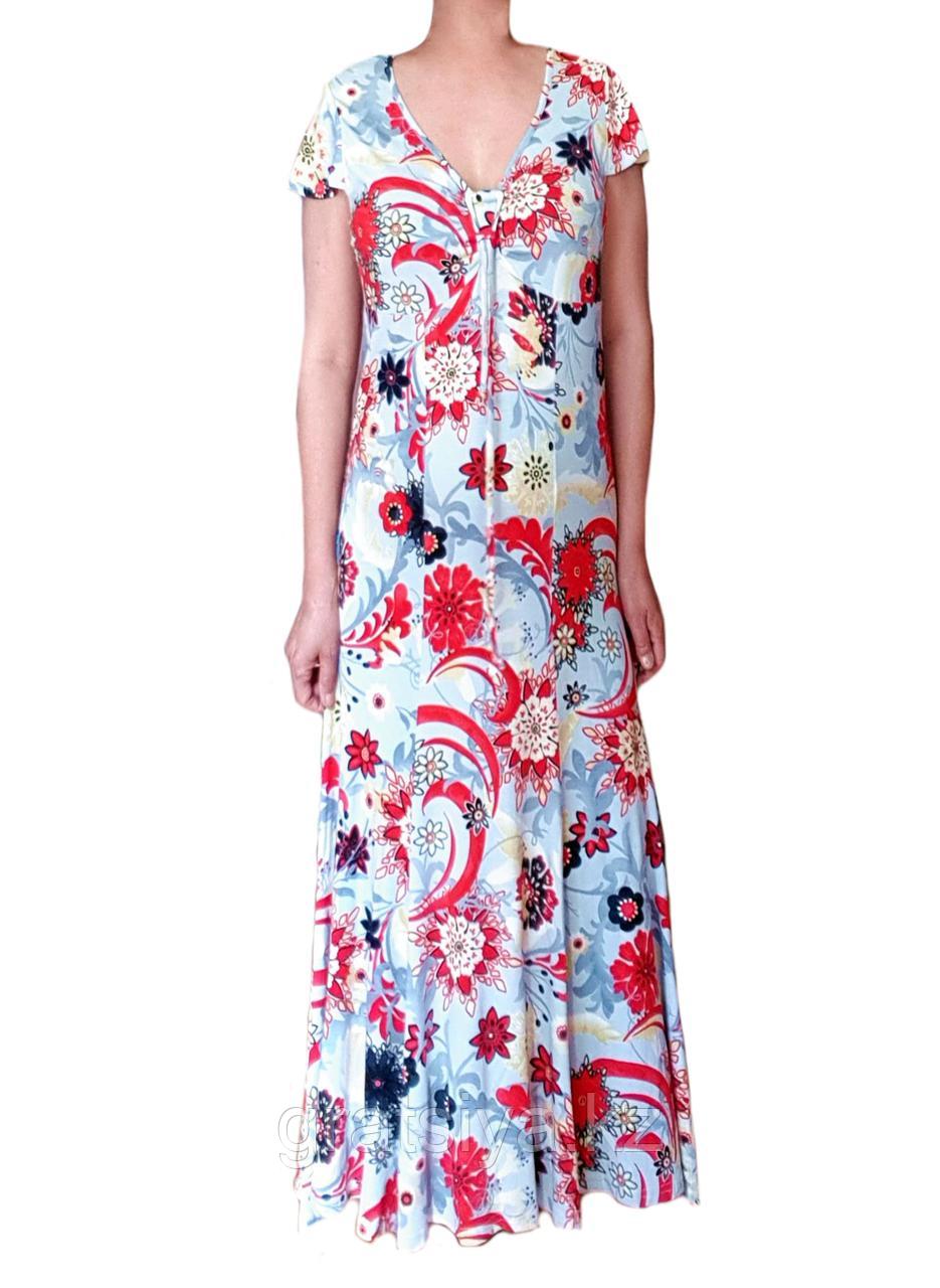 Повседневное Женское Летнее Платье Гаде с Цветочным Принтом - фото 1 - id-p100416140
