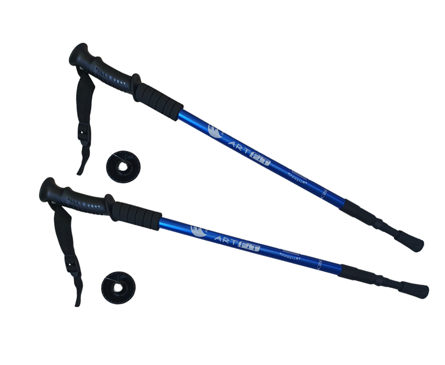 Палка для скандинавской ходьбы телескопическая, 3-х секционная, 135 см синие - фото 2 - id-p110160545
