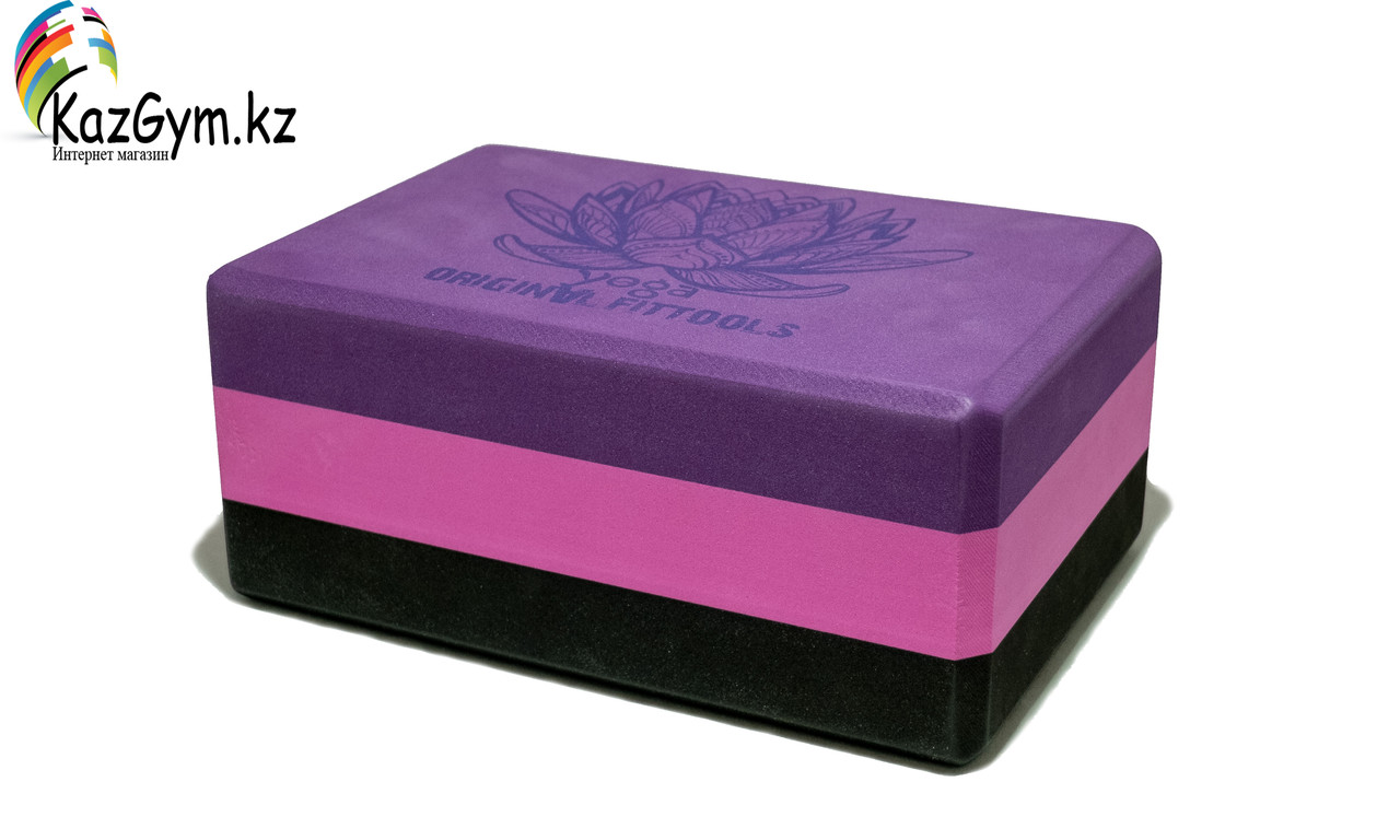Блок для йоги трехцветный премиум в коробке - фото 1 - id-p110160006