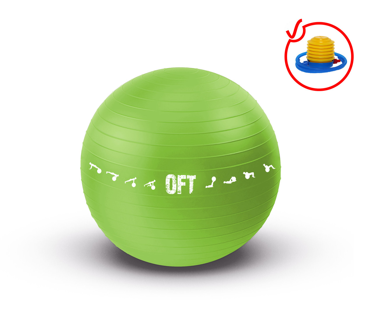 Гимнастический мяч 65 см для коммерческого использования зеленый с насосом (FT-GBPRO-65GN) - фото 5 - id-p110160202