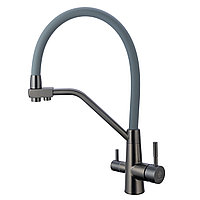 Смеситель для кухни Нептун 054 графит/серый с подключением к фильтру питьевой воды