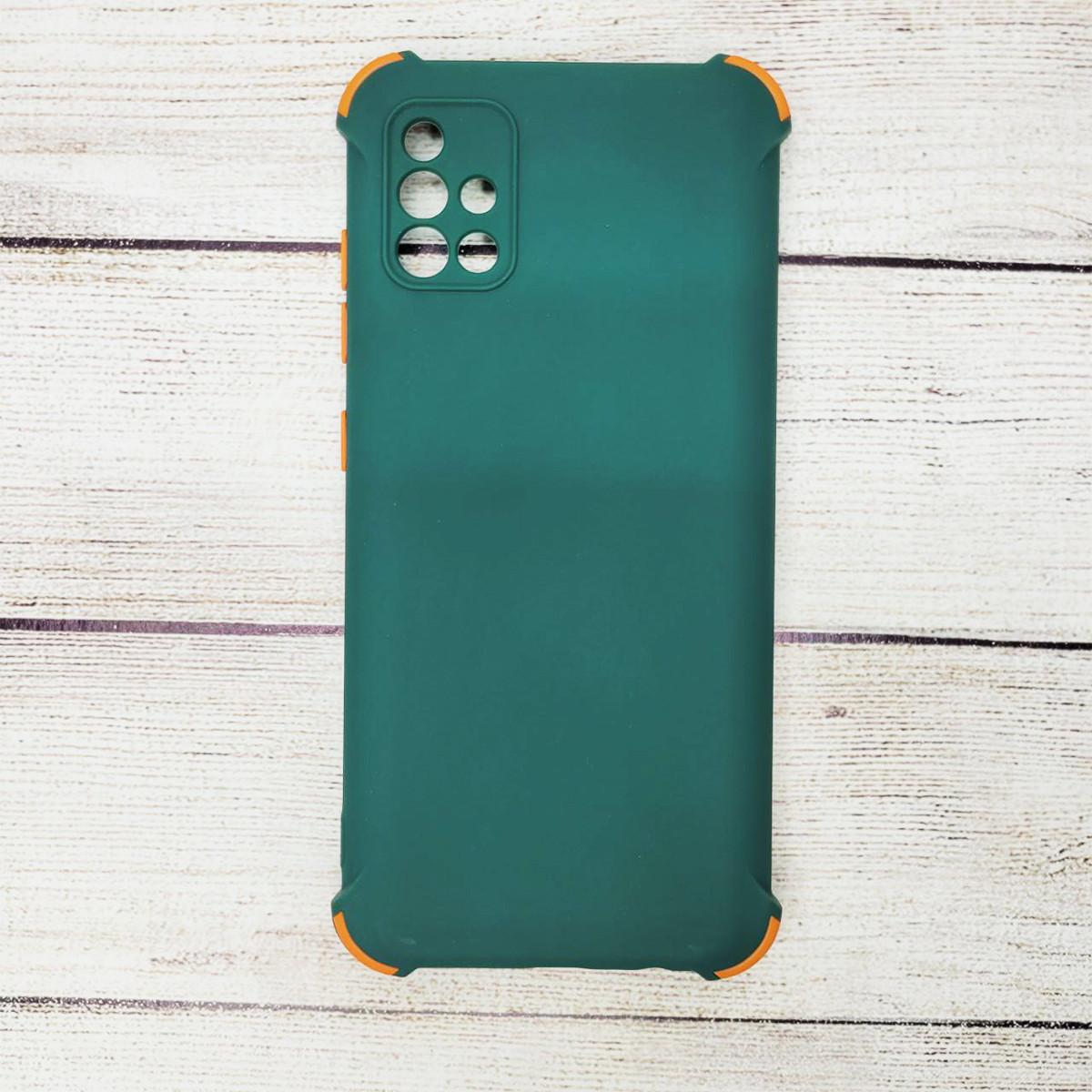 Чехол силиконовый с бортиками на телефон Samsung Galaxy A51 темно-зеленый - фото 1 - id-p110191594