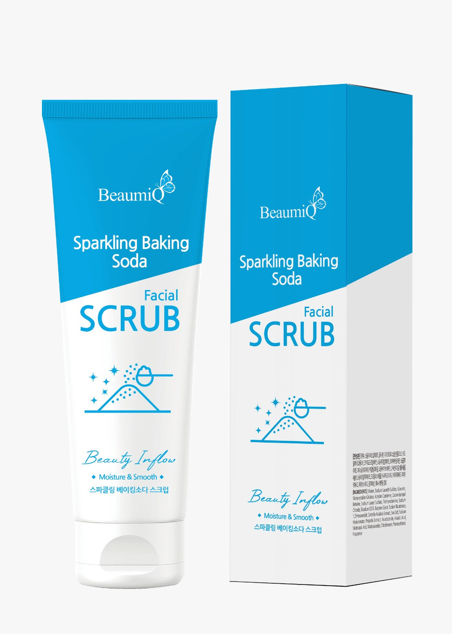 Освежающий скраб для лица с пищевой содой BeaumiQ Sparkling Baking Soda Scrub / 120 мл. - фото 1 - id-p110193970