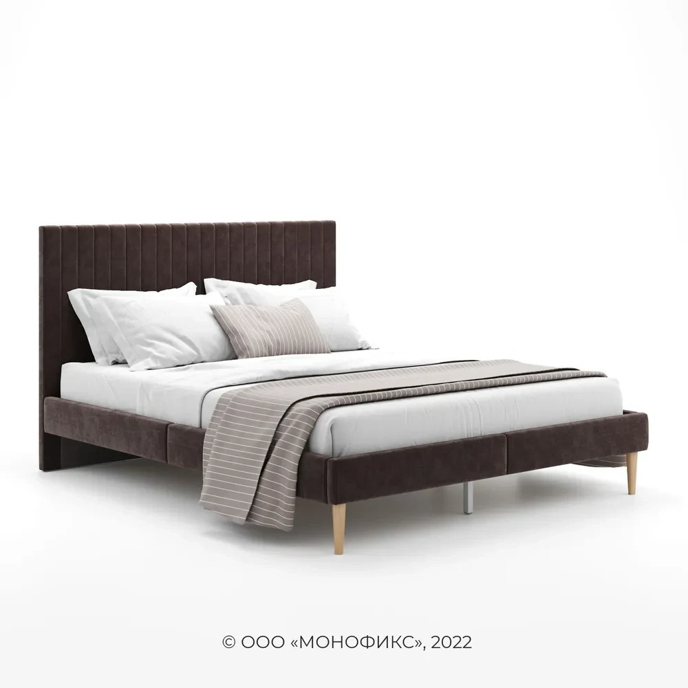 Кровать Амма 160х200 см коричневый, мягкое изголовье (Оз) - фото 1 - id-p110194505
