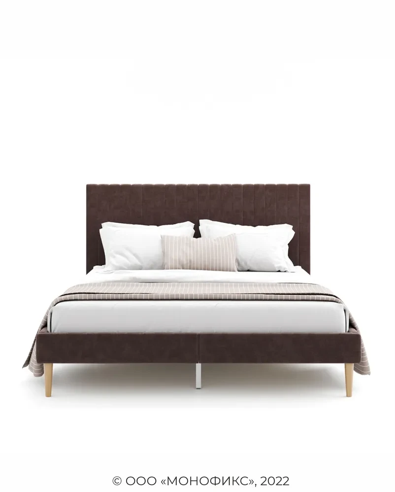 Кровать Амма 160х200 см коричневый, мягкое изголовье (Оз) - фото 2 - id-p110194505