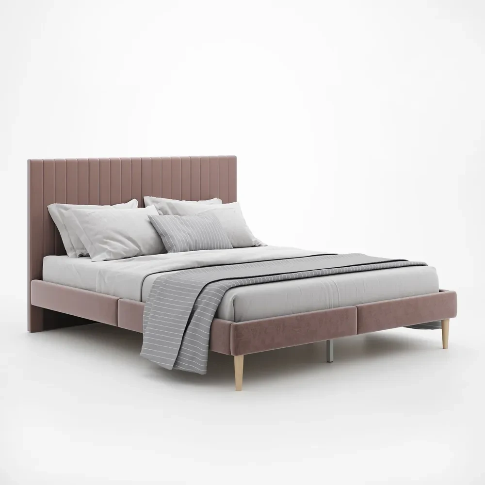 Кровать Амма 160х200 см светло-коричневый, мягкое изголовье (Оз) - фото 1 - id-p110194515