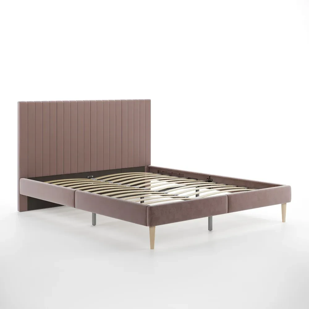 Кровать Амма 160х200 см светло-коричневый, мягкое изголовье (Оз) - фото 4 - id-p110194515