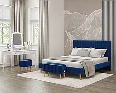 Кровать Амма 160х200 см синий, мягкое изголовье (Оз), фото 3