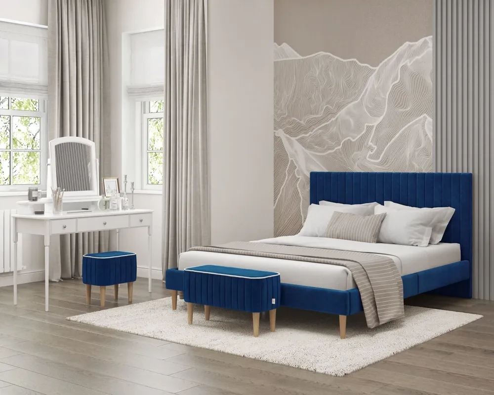 Кровать Амма 160х200 см синий, мягкое изголовье (Оз) - фото 3 - id-p110194527