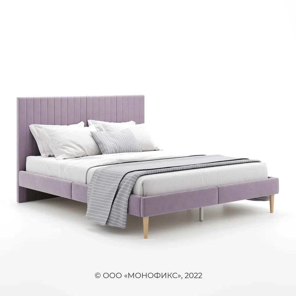 Кровать Амма 160х200 см сиреневый, мягкое изголовье (Оз) - фото 1 - id-p110194540