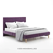 Кровать Амма 160х200 см фиолетовый, мягкое изголовье (Оз)