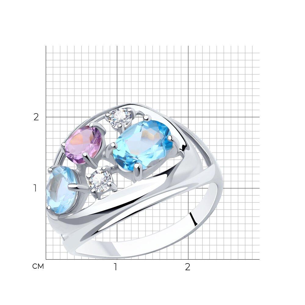 Кольцо из серебра с миксом камней Diamant 94-310-00660-2 покрыто родием - фото 3 - id-p83966462