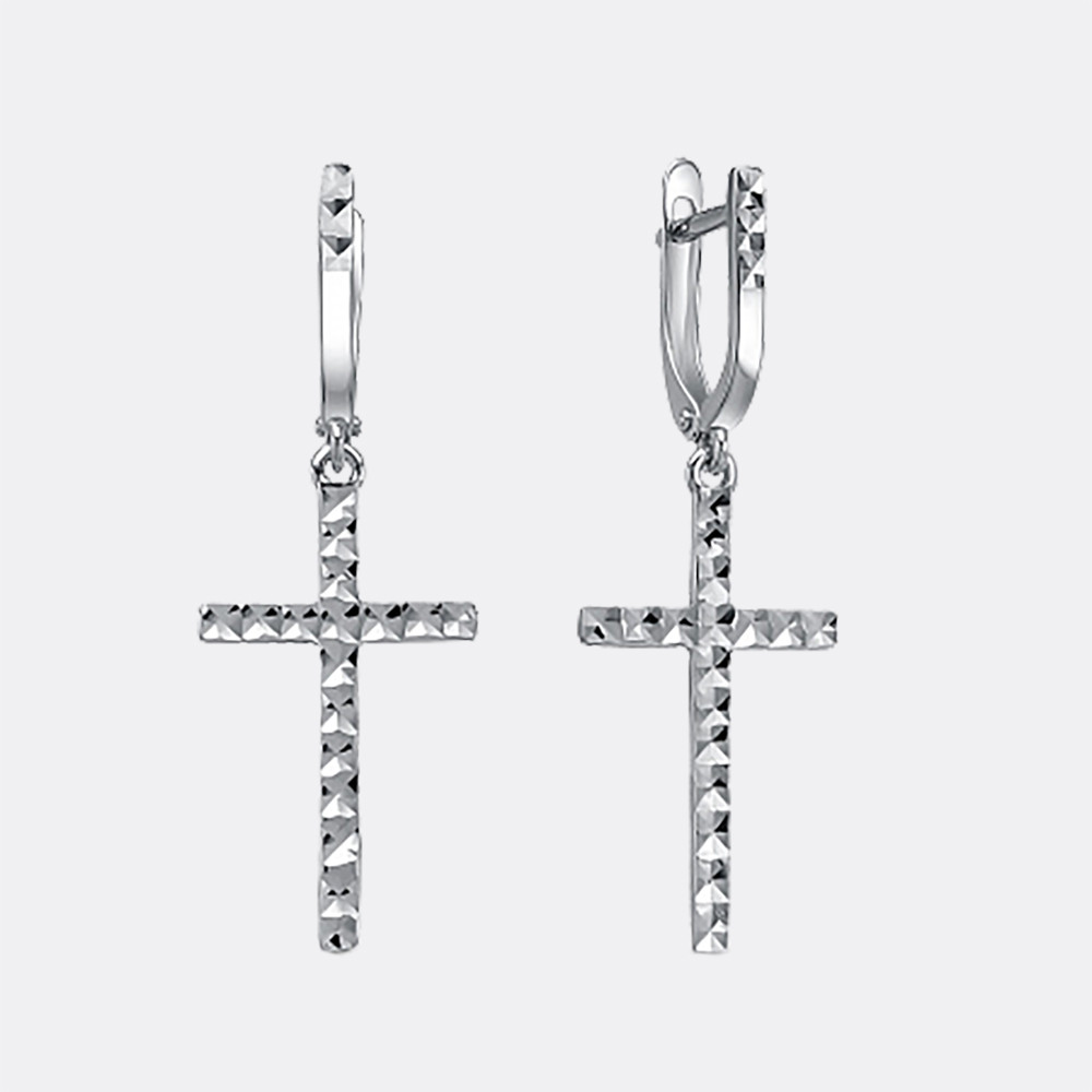 Серьги из серебра с алмазной гранью Вознесенский 11-1408, фото 1