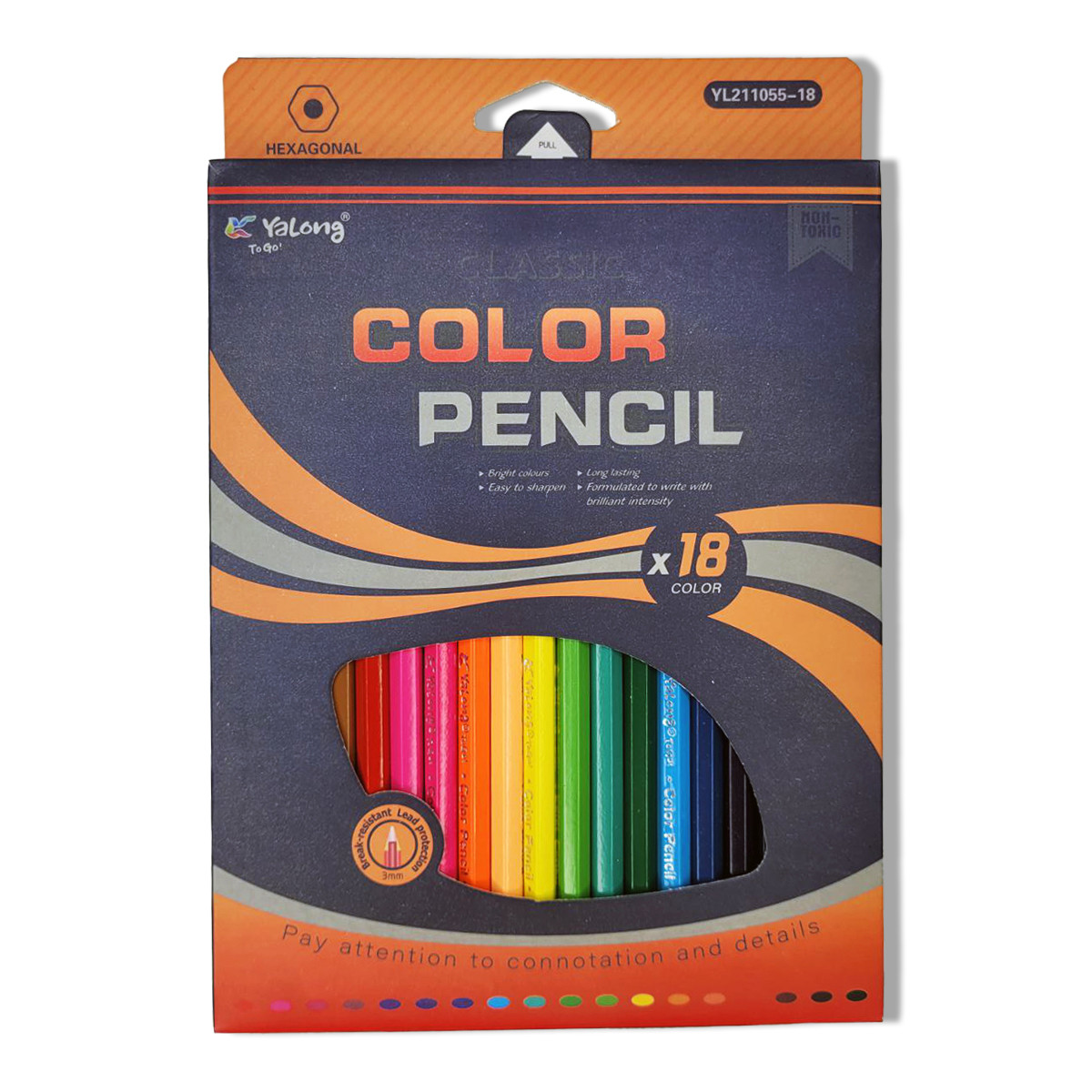 Набор цветных карандашей 18 шт Color Pencil YL211055-18 оранжевый - фото 1 - id-p110196225