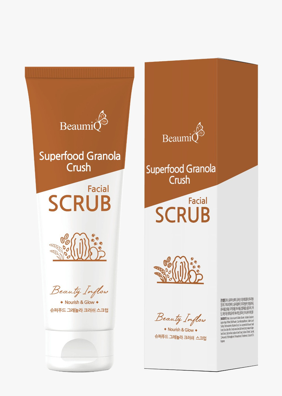 Скраб для лица с гранолой и грецким орехом BeaumiQ Superfood Granola Crush Scrub / 120 мл.