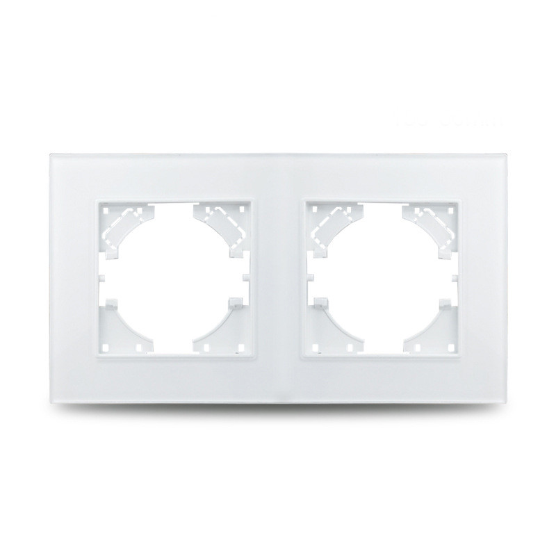 Рамка ZION 2-АЯ (двойная) белая стекло - фото 1 - id-p109536070