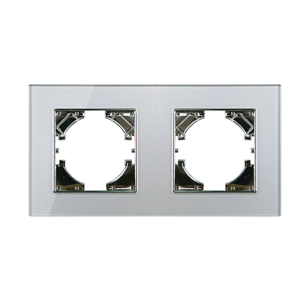 Рамка ZION 2-АЯ (двойная) серая стекло - фото 1 - id-p109536079