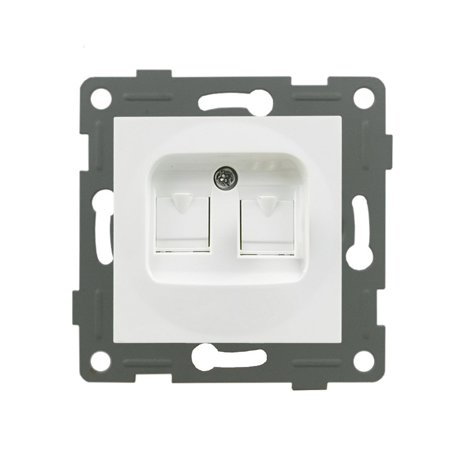 Розетка ZION 1-ая компьютерная 2-ая KAT.5E, RJ-45 (интернет) белая
