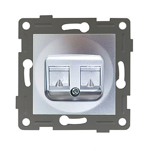 Розетка ZION 1-ая компьютерная 2-ая KAT.5E, RJ-45 (интернет) серая