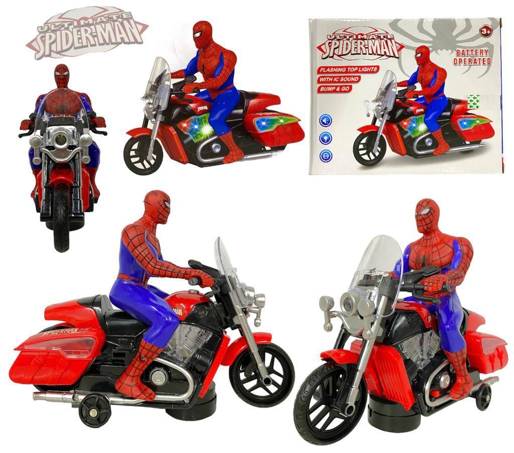 3189B Человек паук на мотоцикле Ultimate (музыка,свет,движение) 20*16см