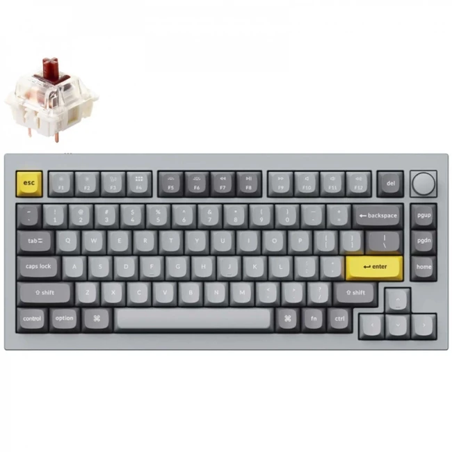 Клавиатура Keychron Q1-N3 Grey Knob Brown Switch RGB Hot-Swap Gateron G pro Mechanical
