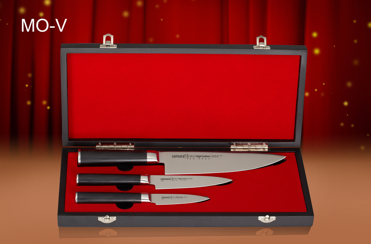 Набор из 3 ножей в подарочной коробке "Поварская тройка" Samura Mo-V - фото 1 - id-p1123000