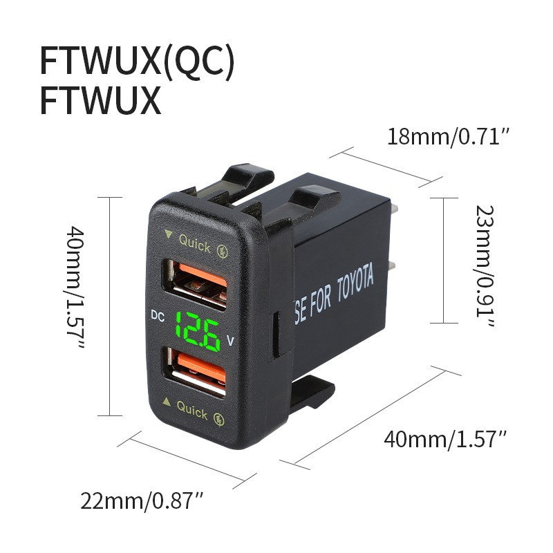 USB быстрое зарядное устройство QC3 вольтметр для TOYOTA