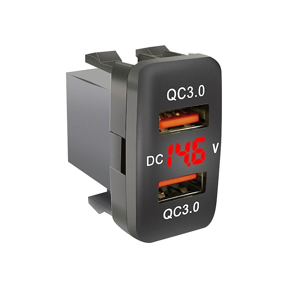 USB быстрое зарядное устройство QC3 вольтметр для TOYOTA Красный - фото 1 - id-p66363630