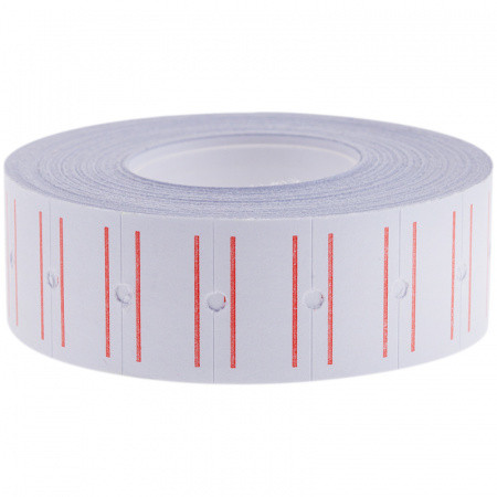 Этикет-ценник, OfficeSpace, 21х12мм, белый с красной полосой, 1000 штук в руллоне, фото 1