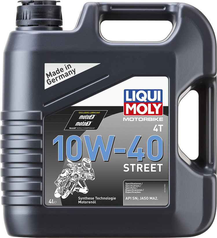 Cинтетическое моторное масло LIQUI MOLY для 4-тактных мотоциклов Motorbike 4T Street 10W-40 4л - фото 1 - id-p110243346