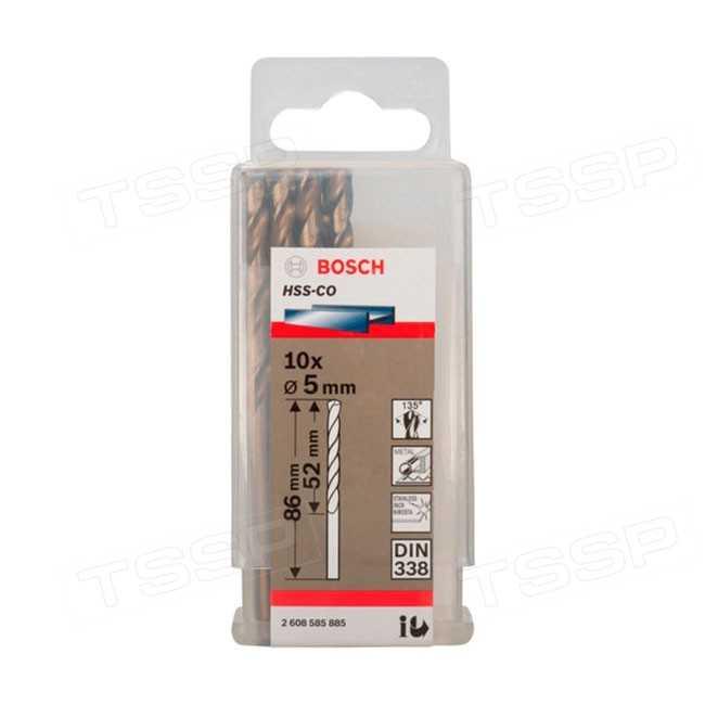 Набор сверл по металлу Bosch 5 мм 10 шт HSS-СО Standard 2608585885 - фото 1 - id-p110255704