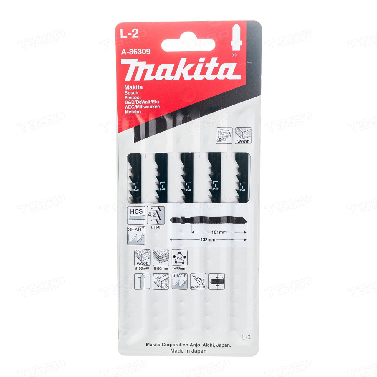 Пилки для лобзика Makita A-86309 L-2 5шт.