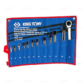Набор комбинированных трещоточных ключей KING TONY 12112MRN 8-24мм 12шт.
