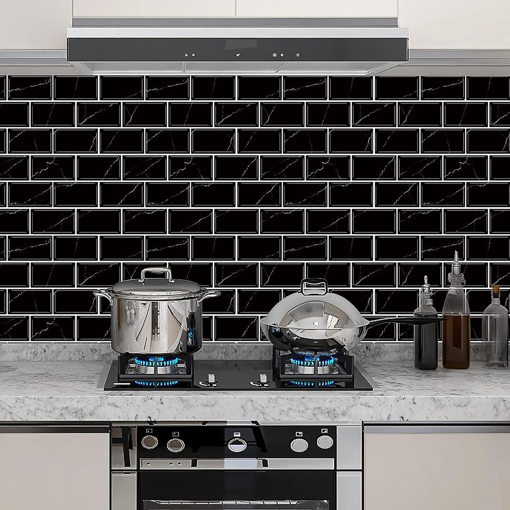 3 Д Панель декоративная кухонная плитка «Черный мрамор» ПВХ 10шт SFG-06 - фото 3 - id-p110265915