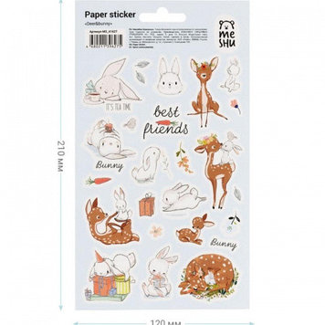 Наклейки бумажные MESHU "Deer&bunny", 12х21см, 23 наклейки, европодвес