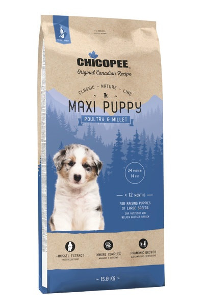 Chicopee Classic Nature Line Puppy Maxi Poultry & Millet сухой корм для щенков купных пород птица с просом